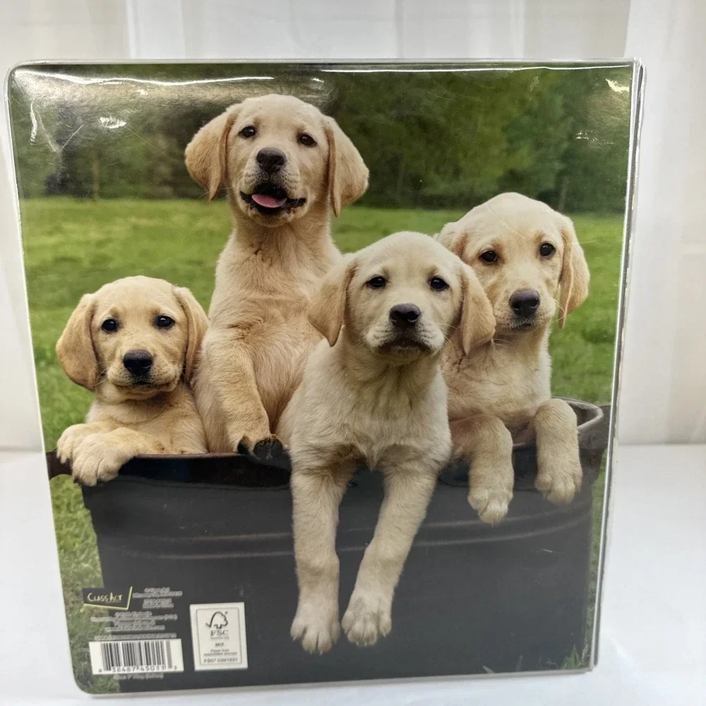 Vtg Keith Kimberlin Puppy Golden Retrievers 3 Ring Binder